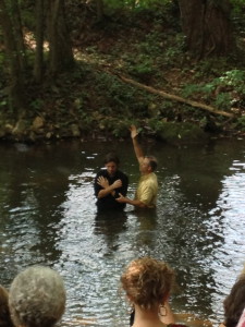 Mike being baptized